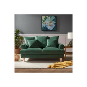 Churchill 2 Seater Sofa With Scatter Back Cushions, Dark Green Velvet