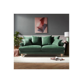 Churchill 3 Seater Sofa With Scatter Back Cushions, Dark Green Velvet