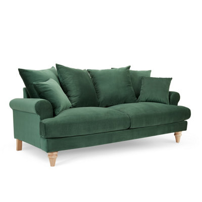 Churchill 3 Seater Sofa With Scatter Back Cushions, Dark Green Velvet