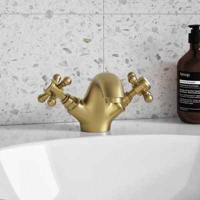 Churchwell Brushed Brass Basin Mixer Tap & Waste