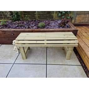 Churnet Backless Garden Bench - Timber - L39 X W99.5 X H43 cm - Fully Assembled