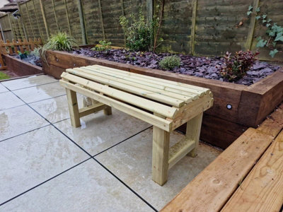 Churnet Backless Garden Bench - Timber - L39 X W99.5 X H43 cm - Fully Assembled - 5