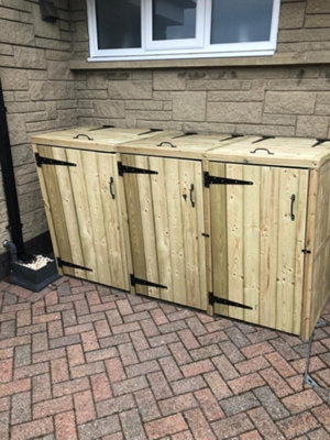 CHURNET VALLEY GARDEN FURNITURE DELUXE TRIPLE BIN STORE