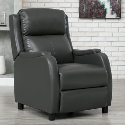 Churwell Bonded Leather Pushback Recliner Armchair Sofa Cinema Chair Reclining (Grey)