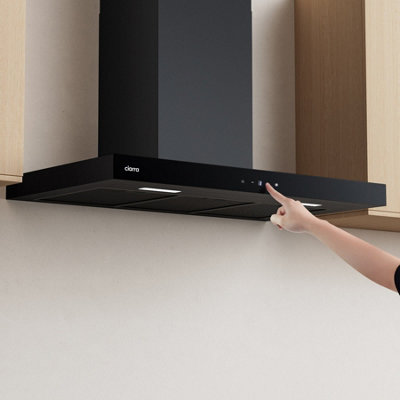 CIARRA 90cm Wall Mount Cooker Hood with Touch Control - Black