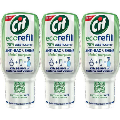 Cif Antibac & Shine Ecorefill, Multipurpose Disinfectant Cleaner, 70ml (Pack of 3)
