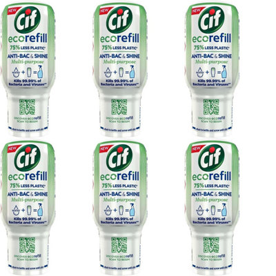 Cif Antibac & Shine Ecorefill, Multipurpose Disinfectant Cleaner, 70ml (Pack of 6)