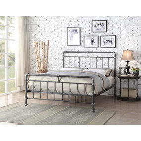 Cilcain Double 4ft 6 Black/Silver Metal Bed Frame