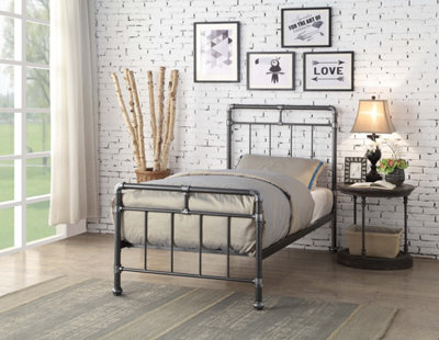 Cilcain Single 3ft Black/Silver Metal Bed Frame
