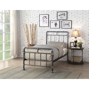 Cilcain Single 3ft Black/Silver Metal Bed Frame