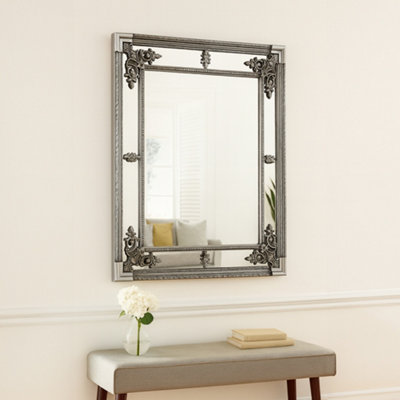 Cimiero Large Antique Silver Ornate Wall Mirror