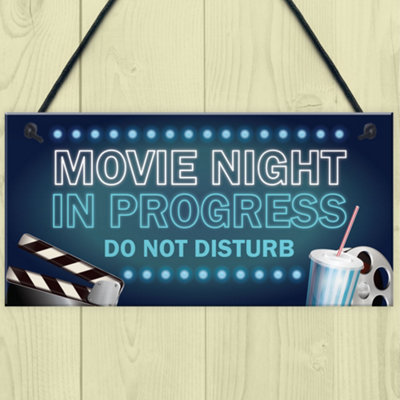 Cinema Room Sign NEON EFFECT Movie Night Dont Disturb Plaque Home Decor ...