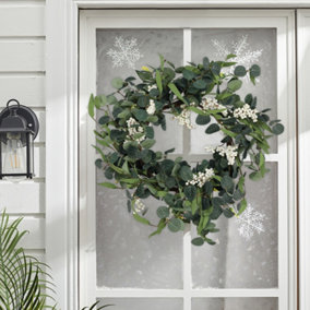 Circle Artificial Wedding Topiary Wreath Eucalyptus Leaf Door Hanging 55 cm