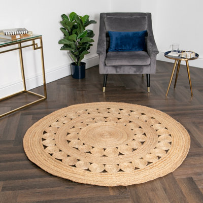 Circle Pattern Round Jute Rug 150cm DIY at B&Q