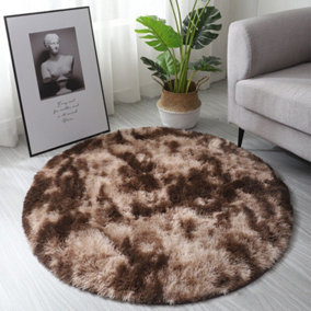 Circle Round Shaggy Rug 60CM Living Room Bedroom Carpet Floor Fluffy Mat Anti-Skid BS-XYY0299-DBN-01