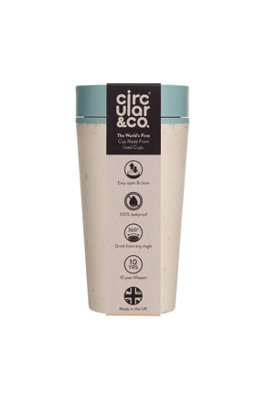 Circular Coffee Cup 12oz Cream & Faraway Blue