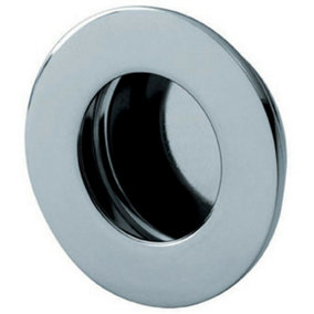 Circular Low Profile Recessed Flush Pull 50mm Diameter Bright Stainless Steel