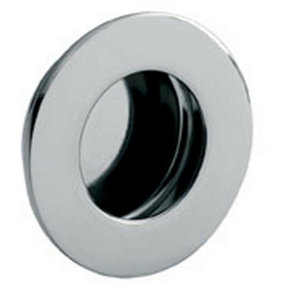 Circular Low Profile Recessed Flush Pull 80mm Diameter Bright Stainless Steel