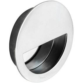Circular Low Profile Recessed Flush Pull 90mm Diameter Bright Stainless Steel