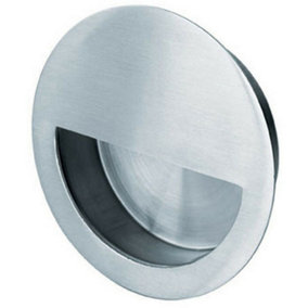 Circular Low Profile Recessed Flush Pull 90mm Diameter Satin Stainless Steel