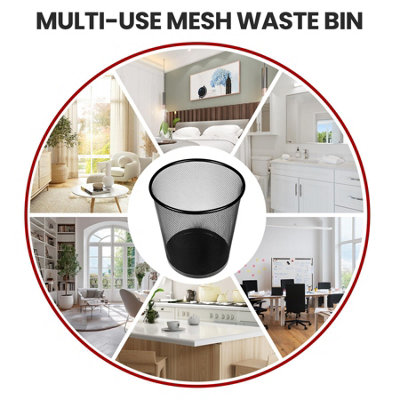 Circular Mesh Bin Steel Waste Garbage Paper Bin Sturdy Office Home Lightweight - 4