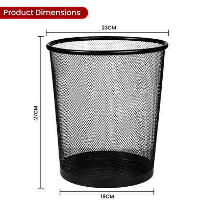 Circular Mesh Bin Steel Waste Garbage Paper Bin Sturdy Office Home Lightweight - 6
