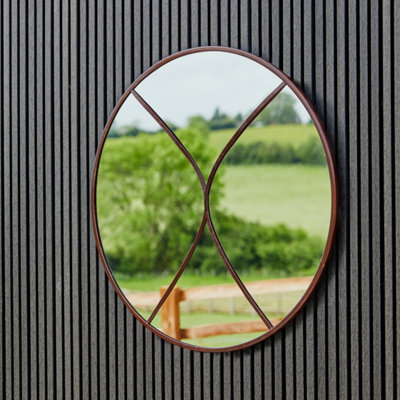 Circular Outdoor Mirror Natural Rust 90cm