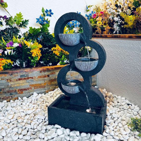 Circular Pouring Bowls Mains Power Water Feature With Cover