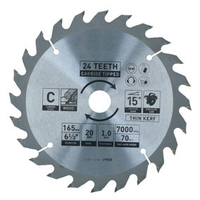 Circular Saw Blade 165mm x 16 / 20mm 24 Teeth TCT Cutting Disc Wood 1pc