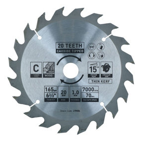 Circular Saw Blade 165mm x 20mm 20 Teeth TCT Coarse Cutting Disc Wood 1pc