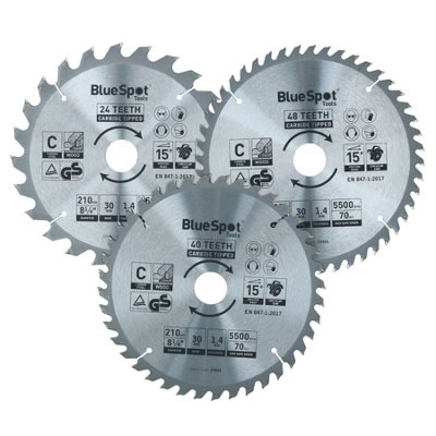 Circular Saw Blade 210mm x 30mm 24 40 48 teeth TCT Cutting Disc Wood 3pc