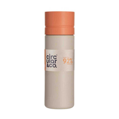 Circular Water Bottle 600ml Chalk & Orange