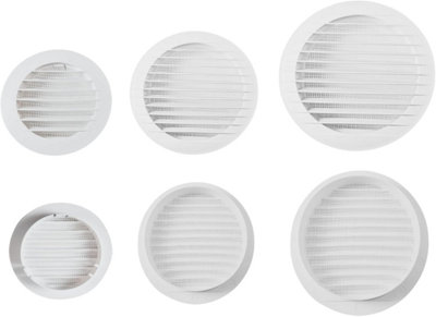 Circular White Ventilation Grille with Flyscreen Round 100mm or 4 inch Spigot - Vent Cover for Bathroom/ Kitchen - Louvered Grill