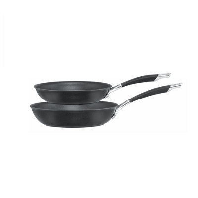 Circulon Momentum Black Round Aluminium Induction Suitable Frying Pan Set 22 & 25 cm Twin Pack