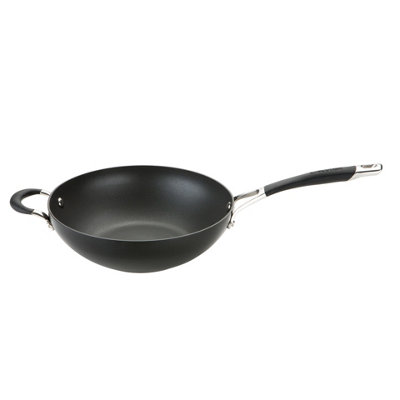 Circulon Momentum Black Round Hard Anodised Aluminium Induction Suitable Stir-Fry Wok Pan 26cm