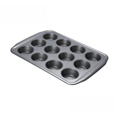 Circulon Momentum Grey Rectangular Carbon Steel Dishwasher Safe Non-Stick 12 Cup Muffin Tin