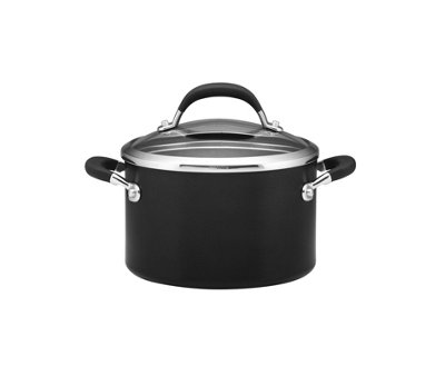 Circulon Premier Professional Black Round Hard Anodised Aluminium Non-Stick Cookware Stockpot 20cm, 3.8L