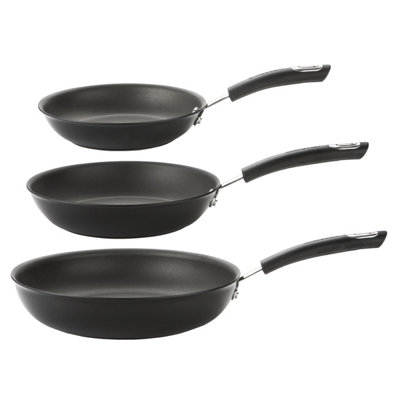 Circulon Total Black Round Aluminium Induction Suitable Dishwasher Safe Non-Stick Frying Pan Set Pack of 3