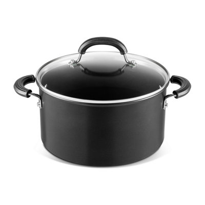 Circulon Total Black Round Hard Anodised Aluminium Easy Clean Non-Stick Stockpot 24cm, 5.7L