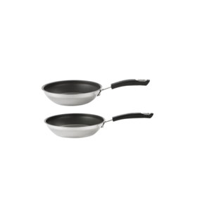 Circulon Total Black Round Stainless Steel Non-Stick Frying Pan Set 20 & 28cm Twin Pack