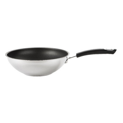 Circulon Total Silver Round Stainless Steel Dishwasher Safe Non-Stick Stir-Fry Wok Pan 26cm