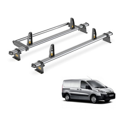 Citroen Dispatch 2 Bar Roof Rack + Ladder Roller for 2007-2016 (Low (H1) Roof with Rear Barn Doors) - Van Guard Trade