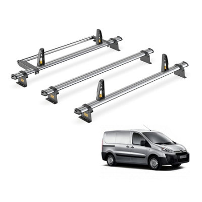 Citroen Dispatch 3 Bar Roof Rack + Ladder Roller for 2007-2016 (Low (H1) Roof with Rear Barn Doors) - Van Guard Trade