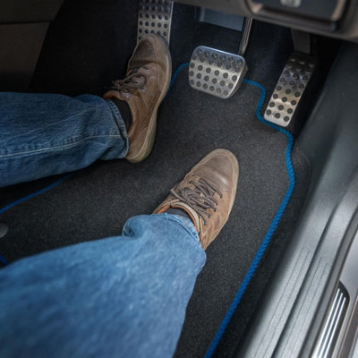 CITROEN DISPATCH CREW VAN (2016- ) Blue Colour Trim Edging Binding Car Floor Mats Tailored Fit Anti-Slip Backing Set