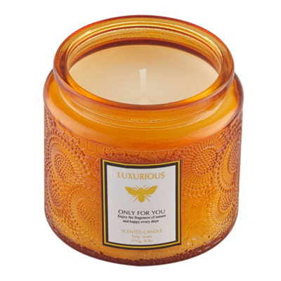 Citrus Green Fruit Scented Soy Wax Candle in Embossed Jar with