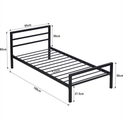 City Metal Bed Frame in Black, 3FT Single (90x190cm)