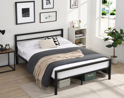 City Metal Bed Frame in Black, 4FT6 Double (135x190cm)