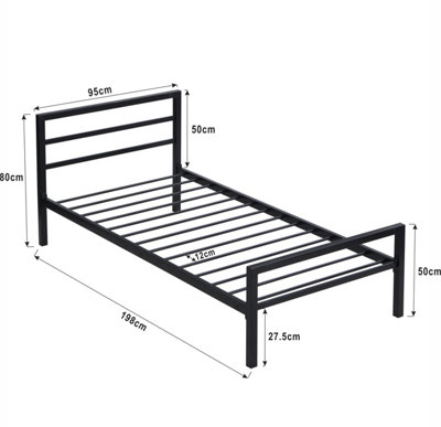 City Metal Bed Frame in Black Finish with Economy Spring Mattress 3FT Single