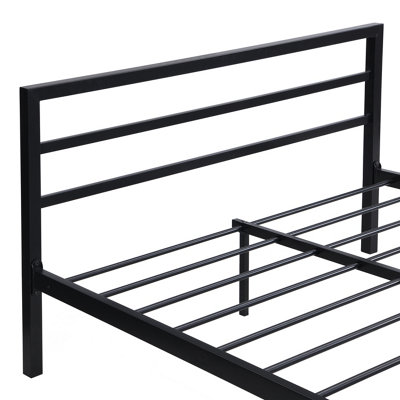 City Metal Bed Frame in Black Finish with Economy Spring Mattress, 4FT6 Double