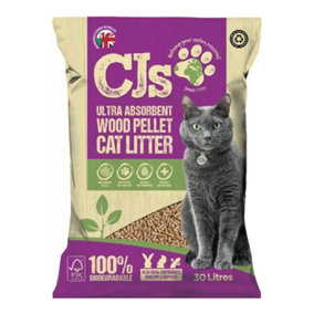 Cj's 30l Wood Cat Food Litter 30 Litre